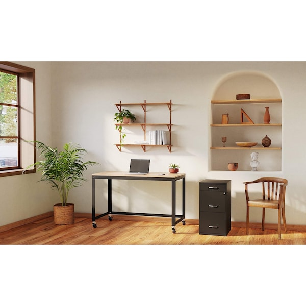 Space Solutions 14.25 in W 3 Drawer Vertical File Cabinet W/ Pencil Drawer, Black - 24411