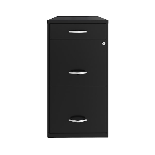 Space Solutions 14.25 in W 3 Drawer Vertical File Cabinet W/ Pencil Drawer, Black - 24411