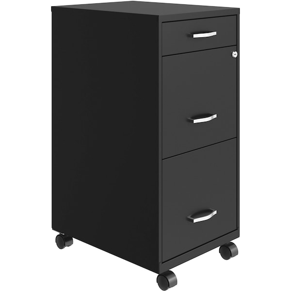Nusparc 3-Drawer Mobile Vertical File Cabinet, 14.2" x 18" x 29.5", Black - NPRVF318BMBK