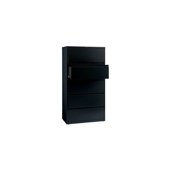 Hirsh Industries Space Solutions Lateral File Cabinet, 5 Letter/Legal/A4-Size File Drawers, Black, 30 x 18.62 x 67.62 - 14992