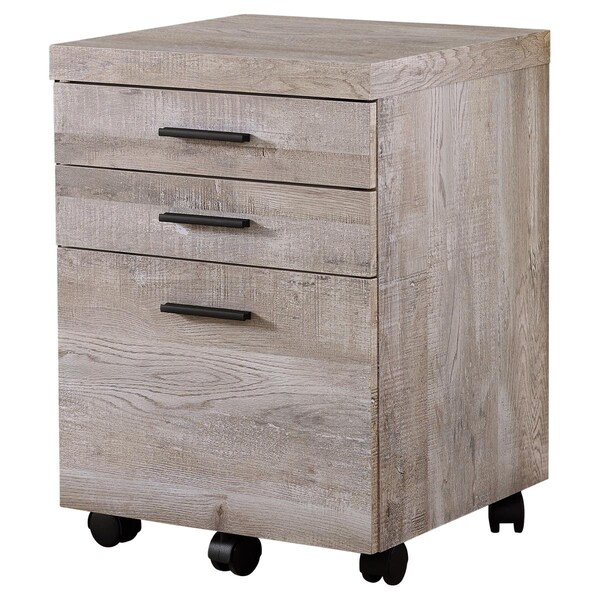 Daphnes Dinnette 3 Drawer Taupe Reclaimed Wood Filing Cabinet on Castors - DA3061468