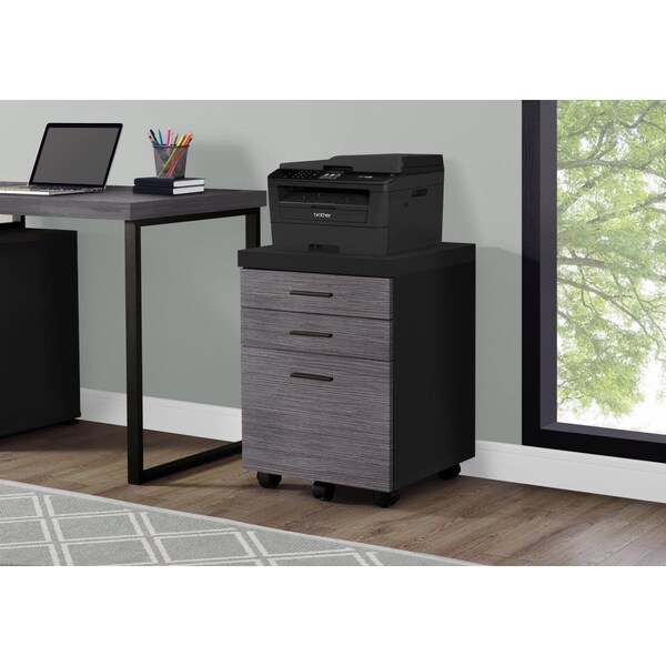 Gfancy Fixtures 25.25 in. Black Particle Board & MDF Filing Cabinet with 3 Drawers - GF3699907