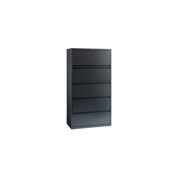 Hirsh Industries Space Solutions Lateral File Cabinet, 5 Letter/Legal/A4-Size File Drawers, Charcoal, 36 x 18.62 x 67.62 - 16068