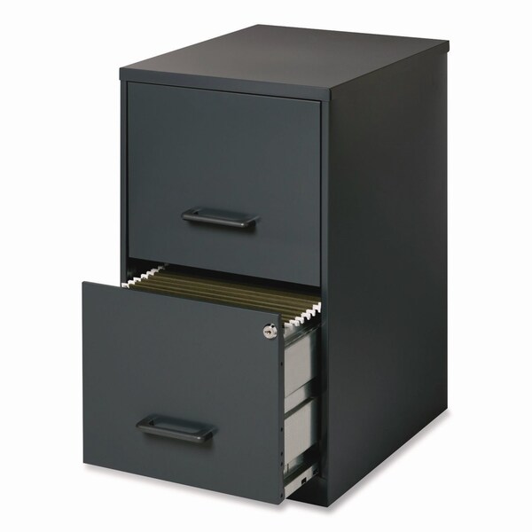 Office Designs Two-Drawer Vertical File Cabinet, 2 Letter-Size File Drawers, Graphite, 14.25in x 18in x 24.5in - ST52143-CC