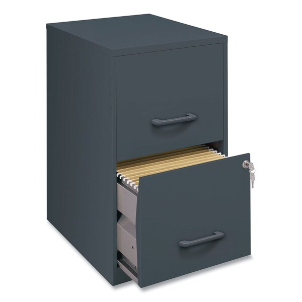 Office Designs Two-Drawer Vertical File Cabinet, 2 Letter-Size File Drawers, Graphite, 14.25in x 18in x 24.5in - ST52143-CC