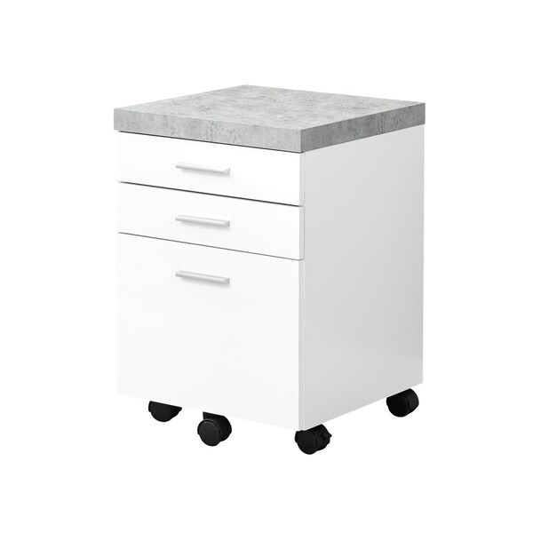 Towels Usa Filing Cabinet 3 Drawer with Cement-Look On Castor White - TO3061467