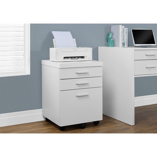 Gfancy Fixtures 26.75 in. White Particle Board & Hollow Core Filing Cabinet with 3 Drawers - GF3713439