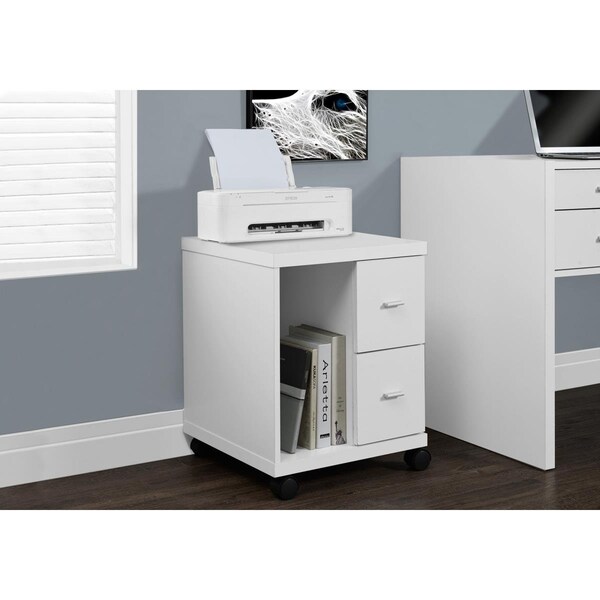 Homeroots White Office Cabinet with 2 Drawers on Castors Office - 333355