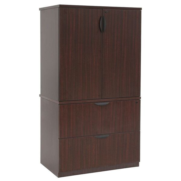Regency 2 Drawer Lateral File Cabinet with Storage Cabinet, Mahogany, Letter/Legal - LPLFSC3665MH
