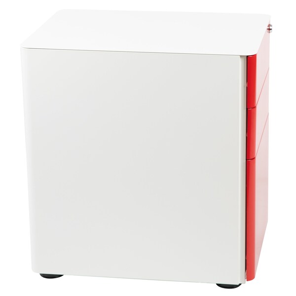 Flash Furniture 3-Drawer Filing Cabinet, White/Red - HZ-CHPL-02-RED-WH-GG