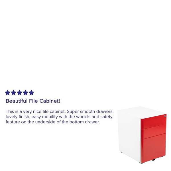 Flash Furniture 3-Drawer Filing Cabinet, White/Red - HZ-CHPL-02-RED-WH-GG