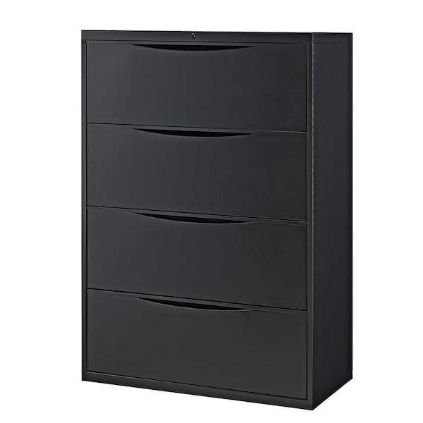 Global Industrial 36W Premium Lateral File Cabinet, 4 Drawer, Black - 252470BK