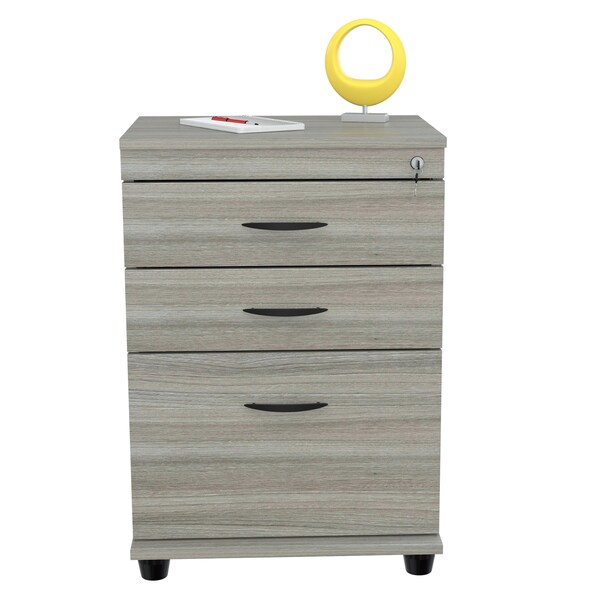 Inval File Cabinet 18.66 in W x 15.75 in D x 26.77 in H in Smoke Oak - AR-3X1RH