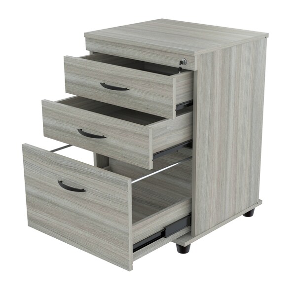 Inval File Cabinet 18.66 in W x 15.75 in D x 26.77 in H in Smoke Oak - AR-3X1RH