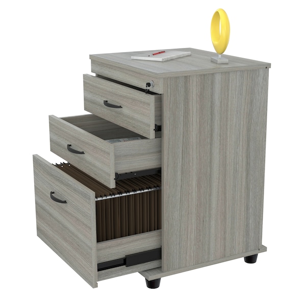 Inval File Cabinet 18.66 in W x 15.75 in D x 26.77 in H in Smoke Oak - AR-3X1RH