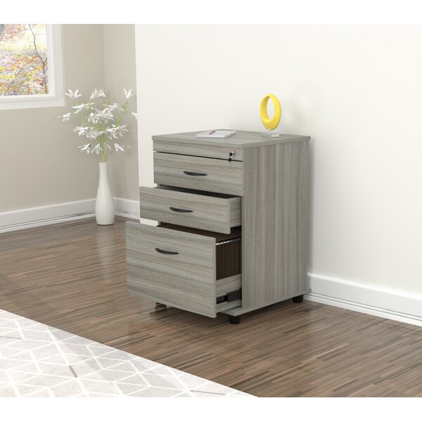 Inval File Cabinet 18.66 in W x 15.75 in D x 26.77 in H in Smoke Oak - AR-3X1RH