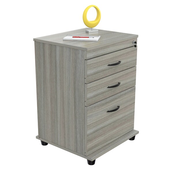 Inval File Cabinet 18.66 in W x 15.75 in D x 26.77 in H in Smoke Oak - AR-3X1RH
