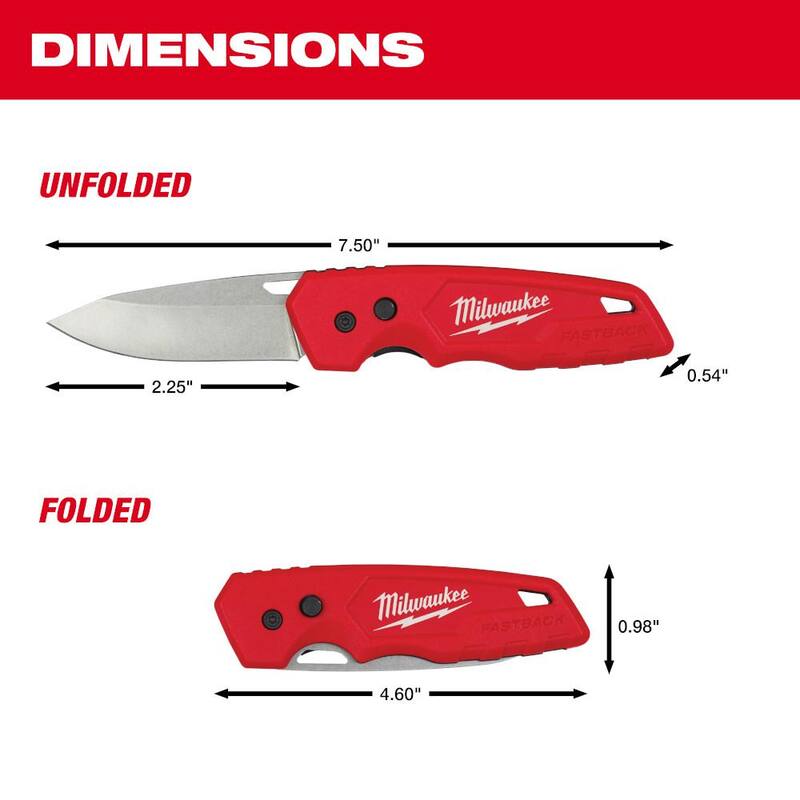 Milwaukee FASTBACK Stainless Steel Folding Knife with 2.95 in. Blade - 48-22-1520