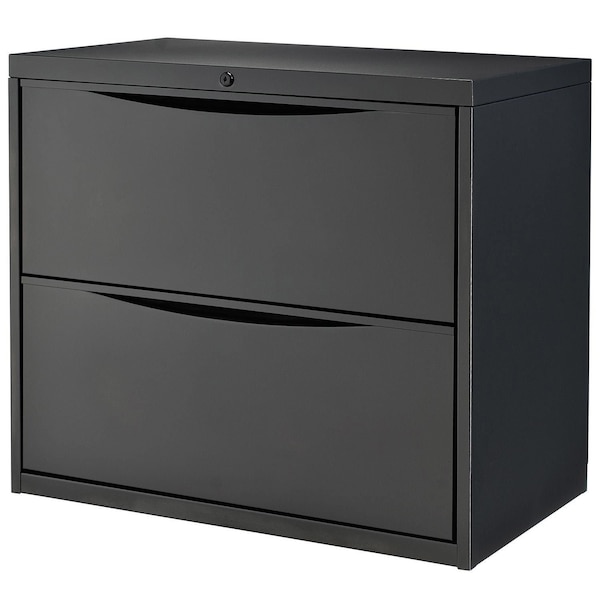 Global Industrial 30W Premium Lateral File Cabinet, 2 Drawer, Black - 252590BK