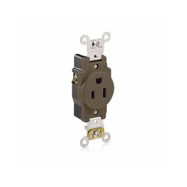 Leviton Receptacle, Single, 15A, 5-15R, 125V, Brown - 5261
