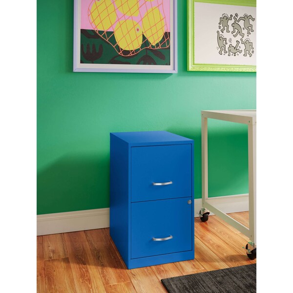 Space Solutions 14.25 in W 2 Drawer Vertical File Cabinet, Classic Blue - 24404