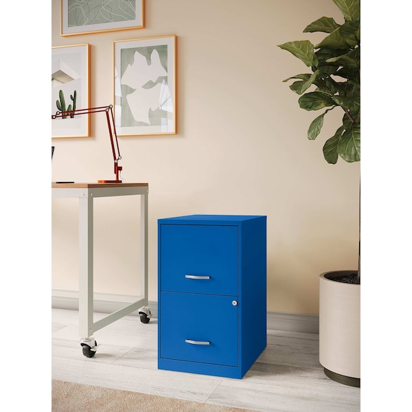 Space Solutions 14.25 in W 2 Drawer Vertical File Cabinet, Classic Blue - 24404