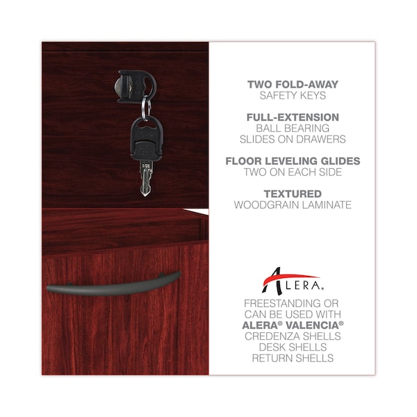 Alera 15.63 in W 2 Drawer File Cabinets, Mahogany, Letter/Legal - ALEVA542822MY