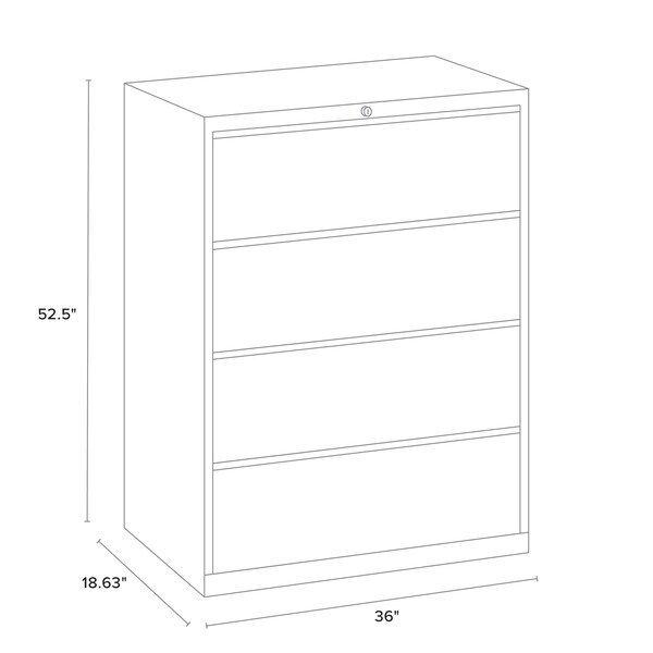 Hirsh 4 Drawer Lateral File Cabinet, White, A4/Legal/Letter - 23702