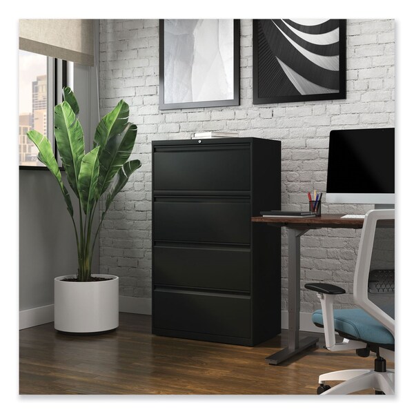 Alera 30 in W 4 Drawer File Cabinets, Black, Legal; Letter - 21554