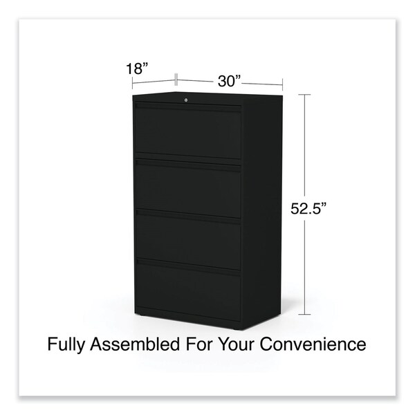 Alera 30 in W 4 Drawer File Cabinets, Black, Legal; Letter - 21554