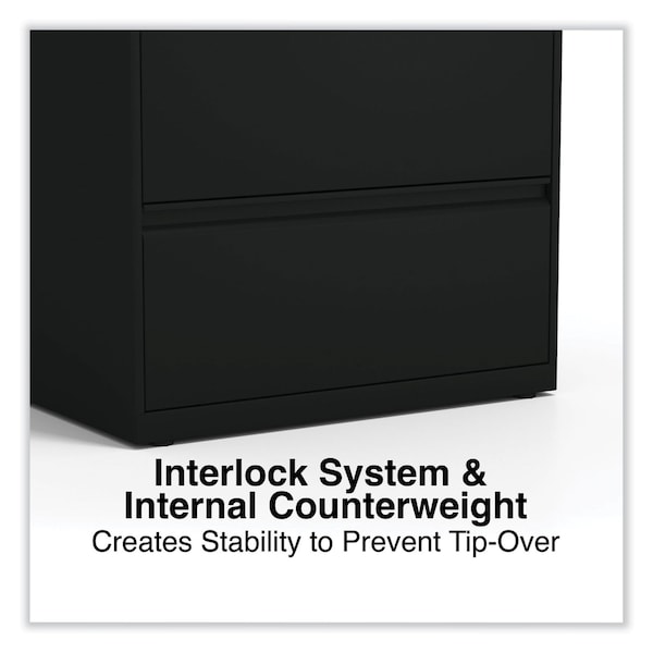Alera 30 in W 4 Drawer File Cabinets, Black, Legal; Letter - 21554