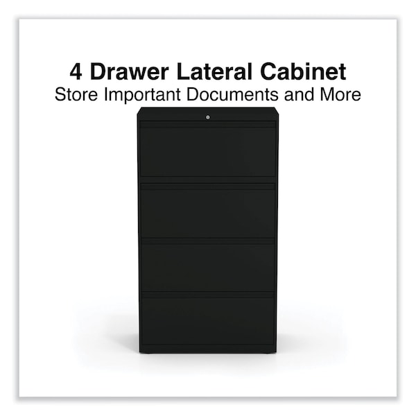 Alera 30 in W 4 Drawer File Cabinets, Black, Legal; Letter - 21554