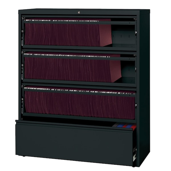 Hirsh 42" W 5 Drawer File Cabinet, Black, Letter - 17973