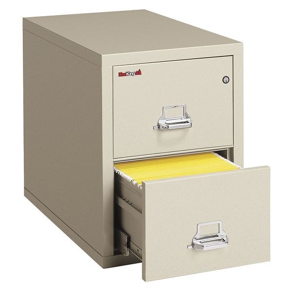 Fireking 12-3/16" W 2 Drawer Fire-Resistant Vertical File Cabinet, Parchment, Letter - 2-1831-CPA