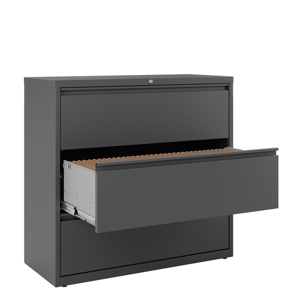 Hirsh 42" W 3 Drawer Lateral File Cabinet, Charcoal, A4/Legal/Letter - 17646
