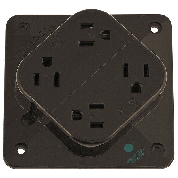 Hubbell Receptacle, 15 A Amps, 125V AC, Surface Mount, Quad Outlet, 5-15R, Brown - HBL415H