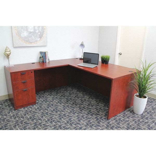 Boss 3 Drawer L-Shaped Office Desk, Mahogany - GROUPA10-M