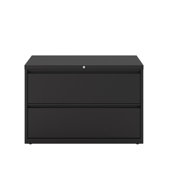 Hirsh 42" W 2 Drawer Lateral File Cabinet, Black, A4/Legal/Letter - 17457