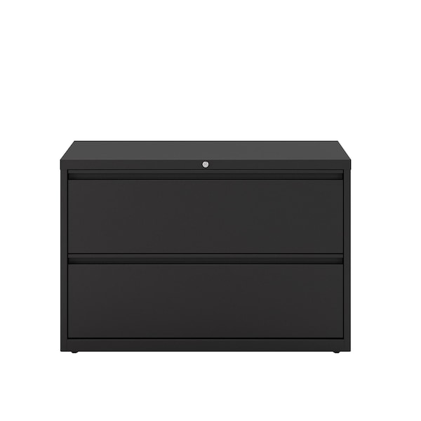 Hirsh 42" W 2 Drawer Lateral File Cabinet, Black, A4/Legal/Letter - 17457