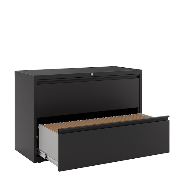 Hirsh 42" W 2 Drawer Lateral File Cabinet, Black, A4/Legal/Letter - 17457