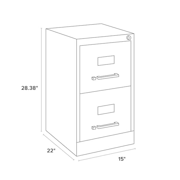 Hirsh 15 in W 2 Drawer Vertical File Cabinet, Light Gray, Letter - 22732