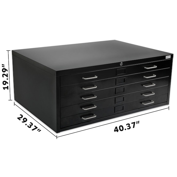 Adiroffice 5-Drawer Flat Large Document and Blueprint File Cabinet in Black - ADIOF500-01-MK