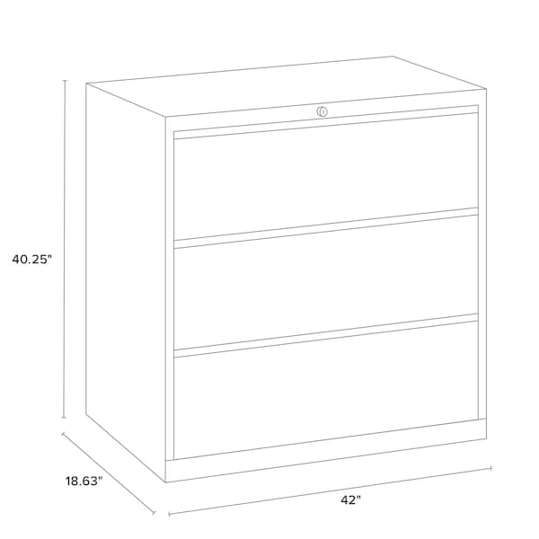 Hirsh 3 Drawer Lateral File Cabinet, White, A4/Legal/Letter - 23705