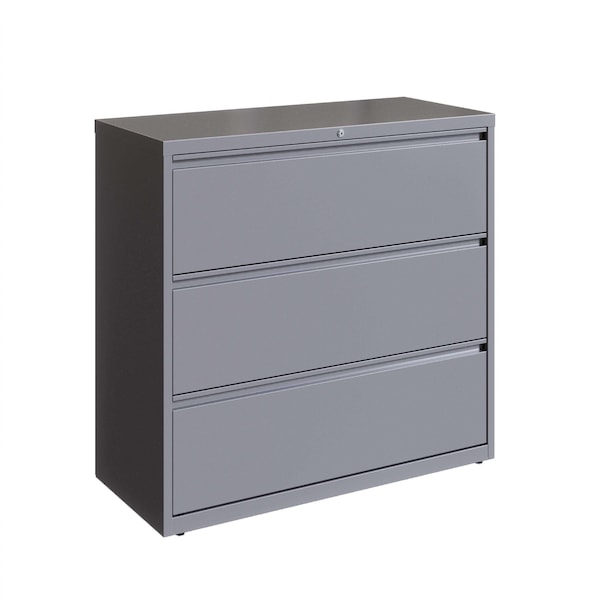 Hirsh 3 Drawer Lateral File Cabinet, Arctic Silver, A4/Legal/Letter - 23749