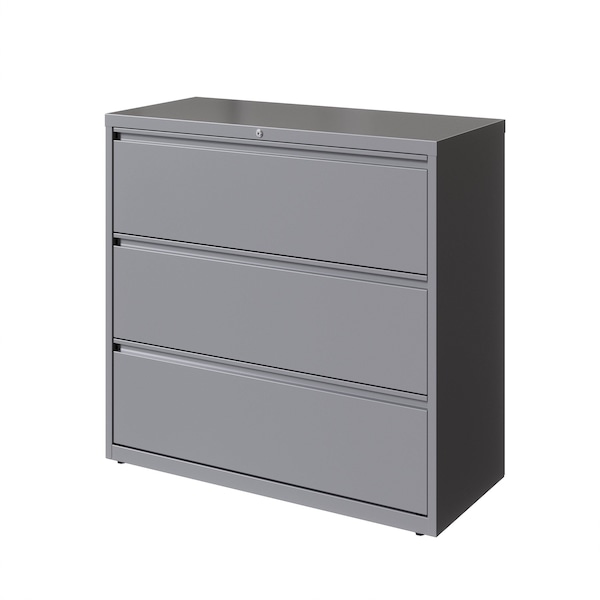 Hirsh 3 Drawer Lateral File Cabinet, Arctic Silver, A4/Legal/Letter - 23749