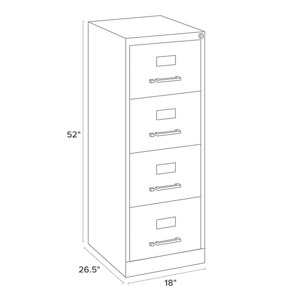 Hirsh 18" W 4 Drawer Vertical File Cabinet, Black, Legal - 16702