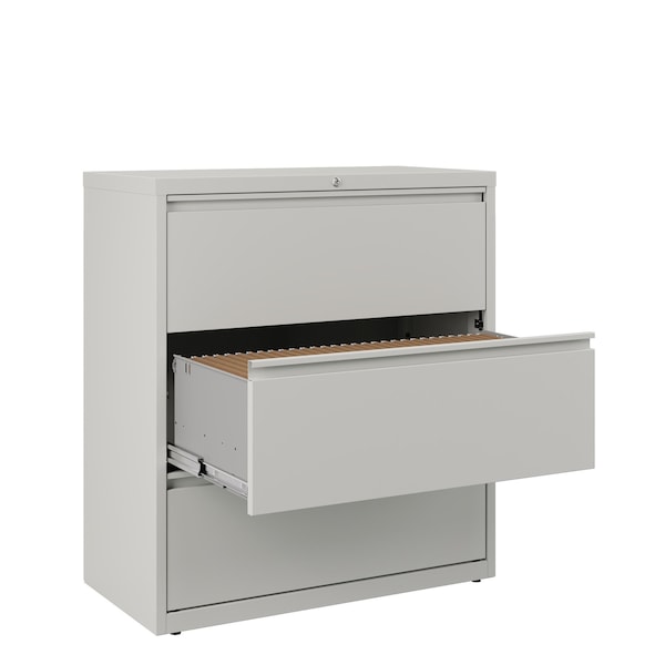 Hirsh 36" W 3 Drawer Lateral File Cabinet, Light Gray, A4/Legal/Letter - 17635