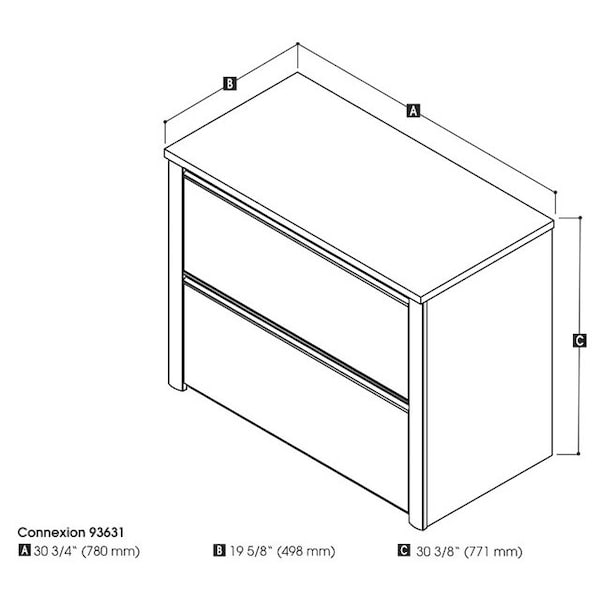 Bestar Connexion 31W 30 in Lateral File Cabinet, Slate & Sandstone - 93631-1159