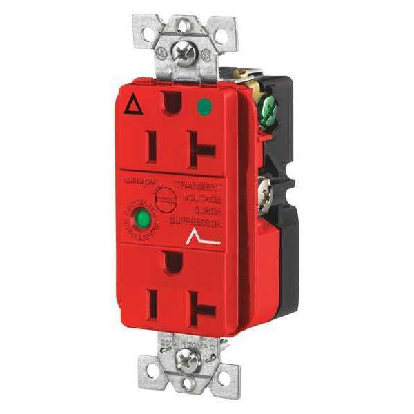 Zoro Select Receptacle, 20 A Amps, 125V AC, Flush Mount, Decorator Duplex Outlet, 5-20R, Red - SP83IGRA