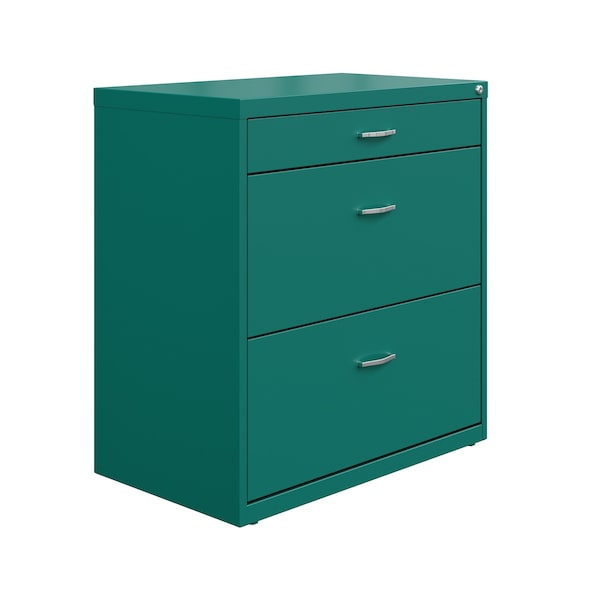 Space Solutions 30 in.W 3 Drawer Lateral File Cabinet for Home/Office, Fits Letter/Legal Sizes, Teal - 25074
